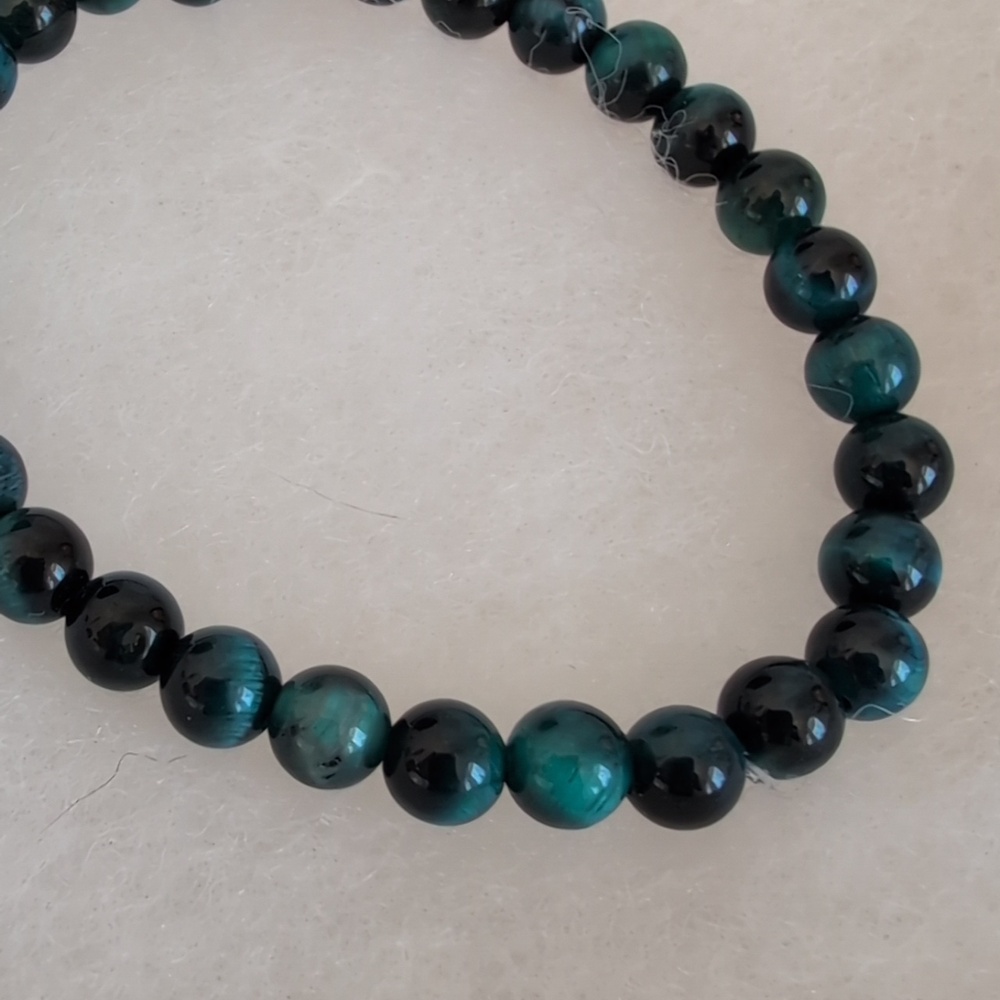 Blue Tigers Eye Stretch Bracelet - Picture 2 of 3